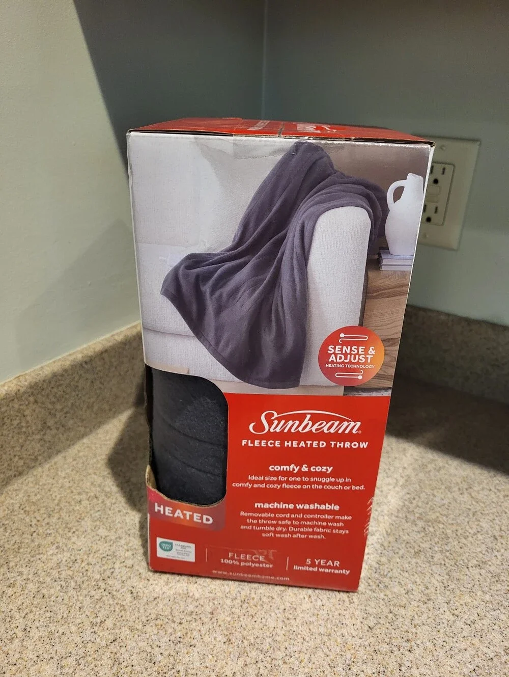 Sunbeam Soft Fleece Heated Throw Blanket 50